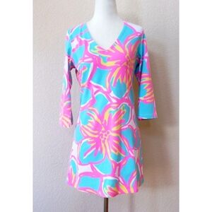 🤍 MAHI GOLD vibrant floral dress with 3/4th length sleeves